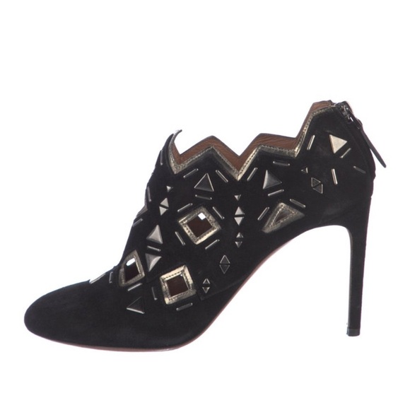 ALAÏA Black Suede Cutout Booties | IT 41 (US 9.5) | Stiletto Heel Booties - Picture 1 of 5